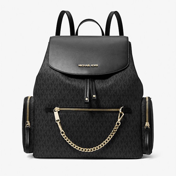 Michael Kors Black Backpack with Gold Chain - Picture 1 of 4